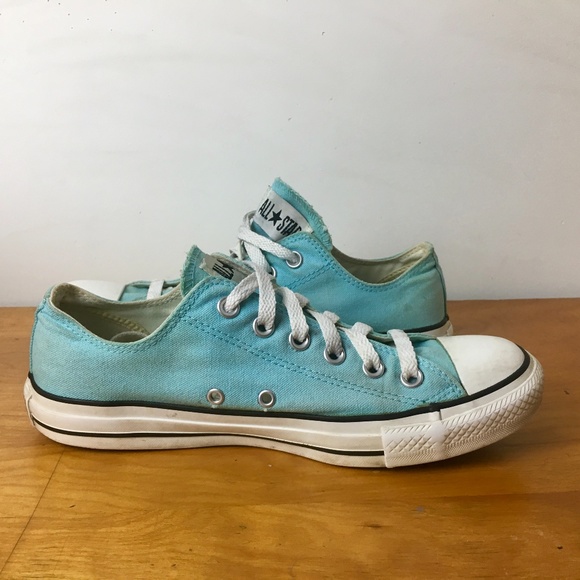 Turquoise Converse Chuck Taylor All Star Canvas Low Tops - Unisex Mens 7/Women 9 - Picture 3 of 11